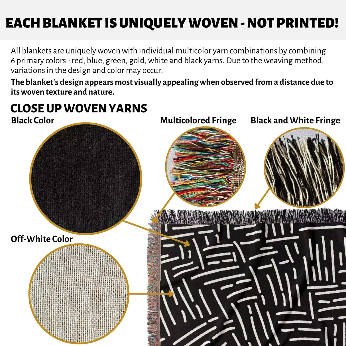 Abstract Hand Drawn Lines Black and White Monochrome Woven Throw Blanket and Tapestry - DesignerOllie.com