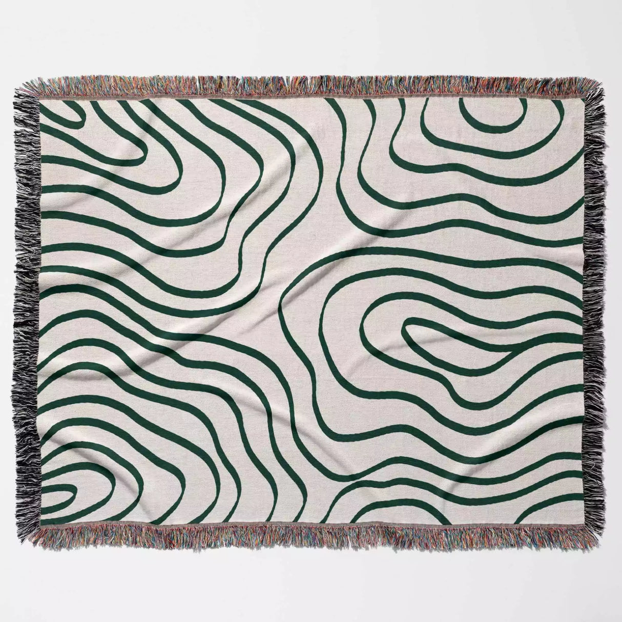 Abstract Lines Forest Green Woven Throw Blanket and Tapestry - DesignerOllie.com