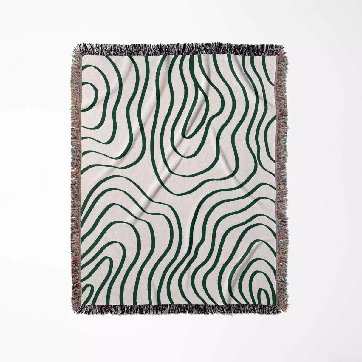 Abstract Lines Forest Green Woven Throw Blanket and Tapestry - DesignerOllie.com