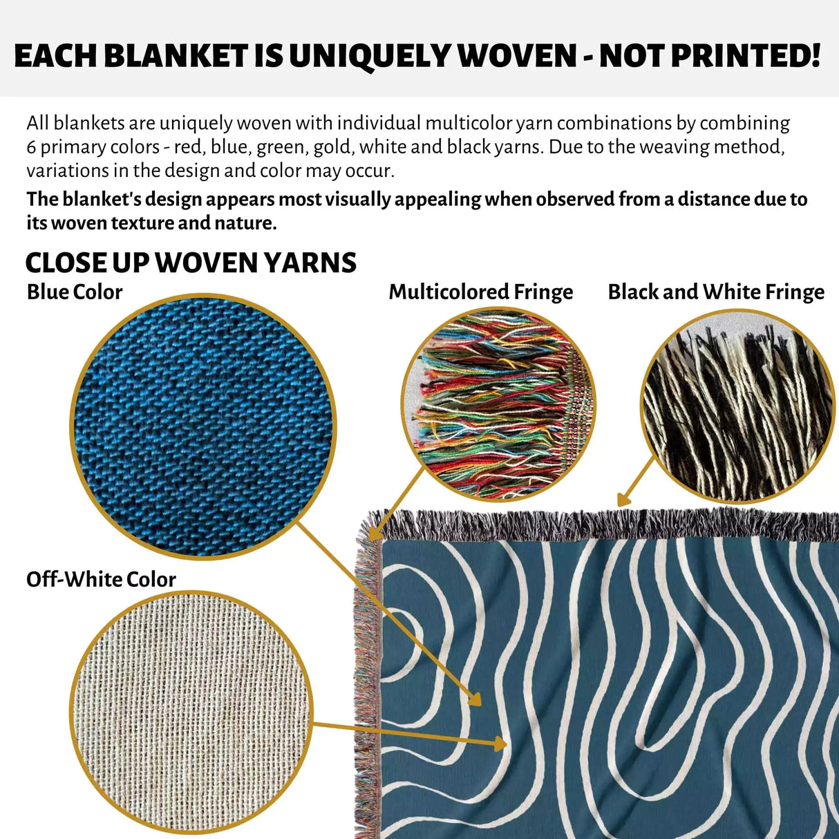 Abstract Lines Modern Art Blue Woven Throw Blanket and Tapestry - DesignerOllie.com