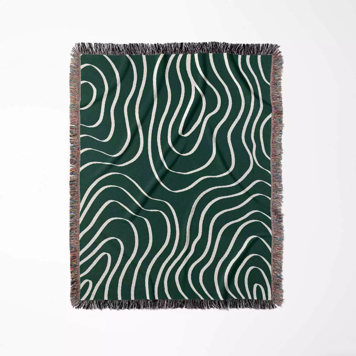 Abstract Lines Modern Art Forest Green Woven Throw Blanket and Tapestry - DesignerOllie.com