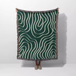 Abstract Lines Modern Art Forest Green Woven Throw Blanket and Tapestry - DesignerOllie.com