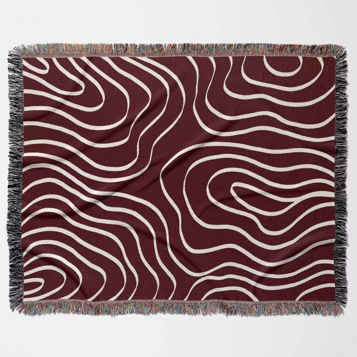 Abstract Lines Modern Art Red Woven Throw Blanket and Tapestry - DesignerOllie.com