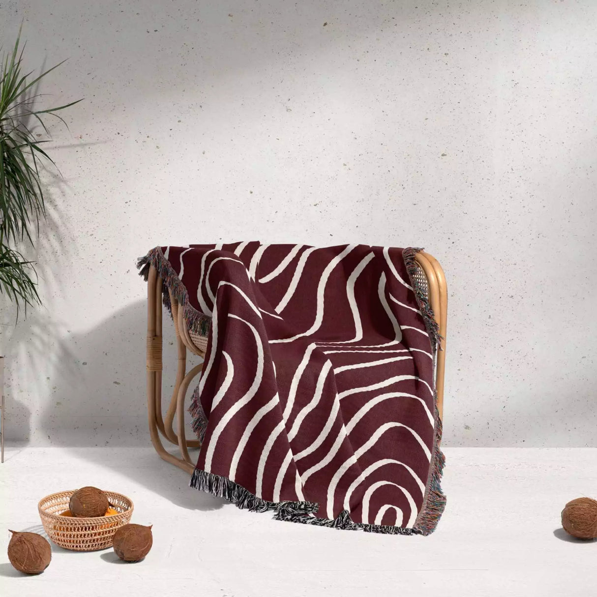 Abstract Lines Modern Art Red Woven Throw Blanket and Tapestry - DesignerOllie.com