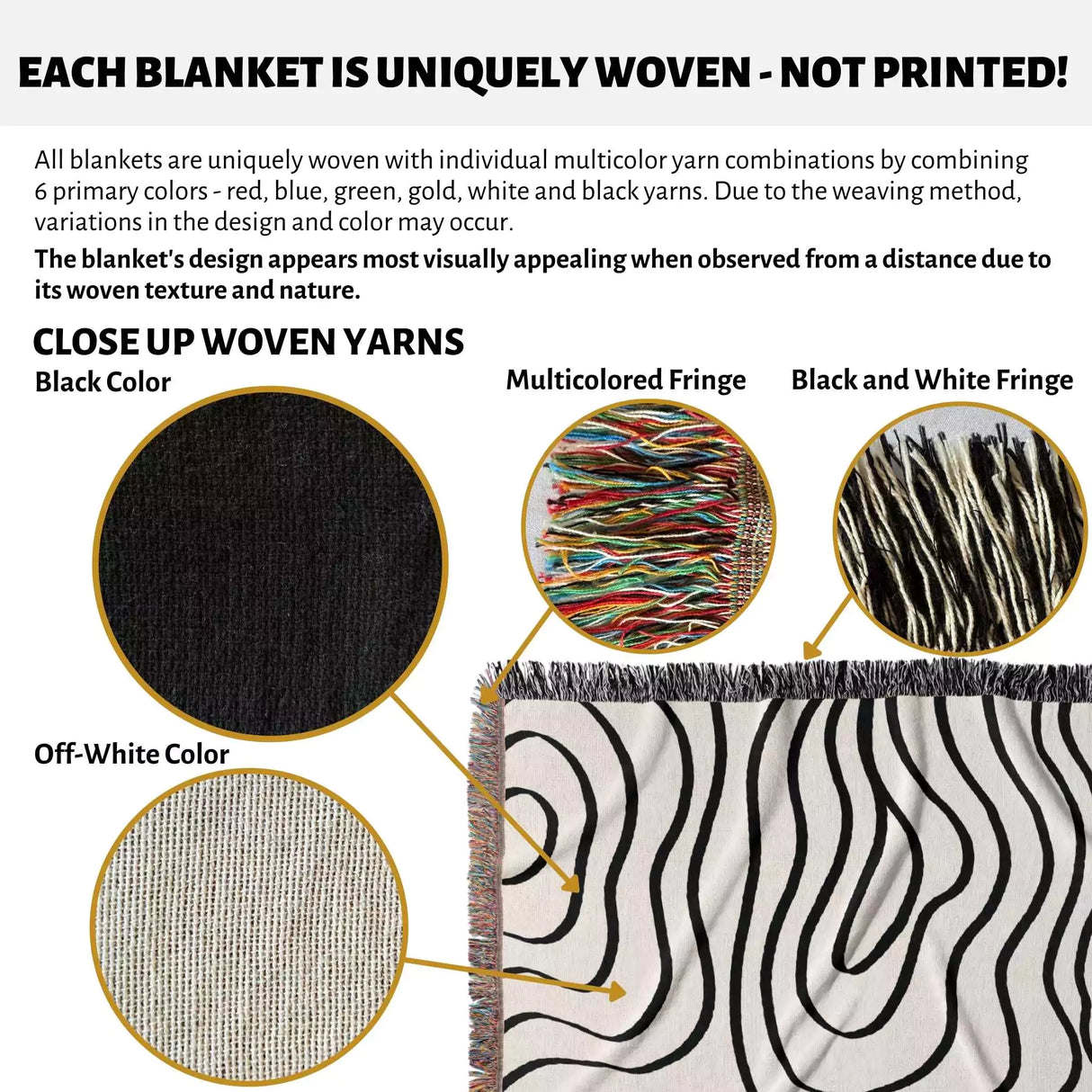 Abstract Lines Modern Black and White Woven Throw Blanket and Tapestry - DesignerOllie.com