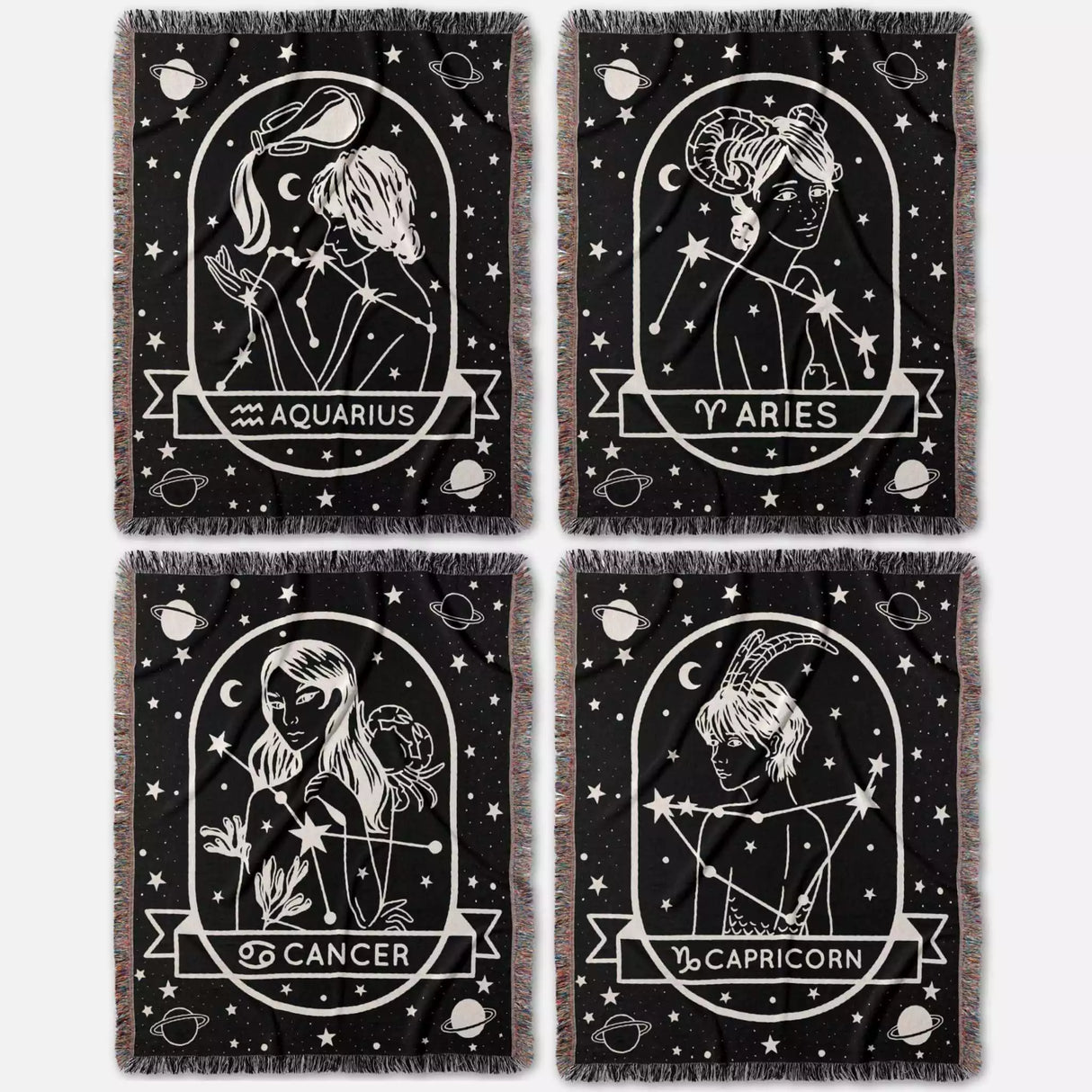 Zodiac Sign Blanket, Unique Zodiac Gift, Star Sign & Astrology Blankets - DesignerOllie.com