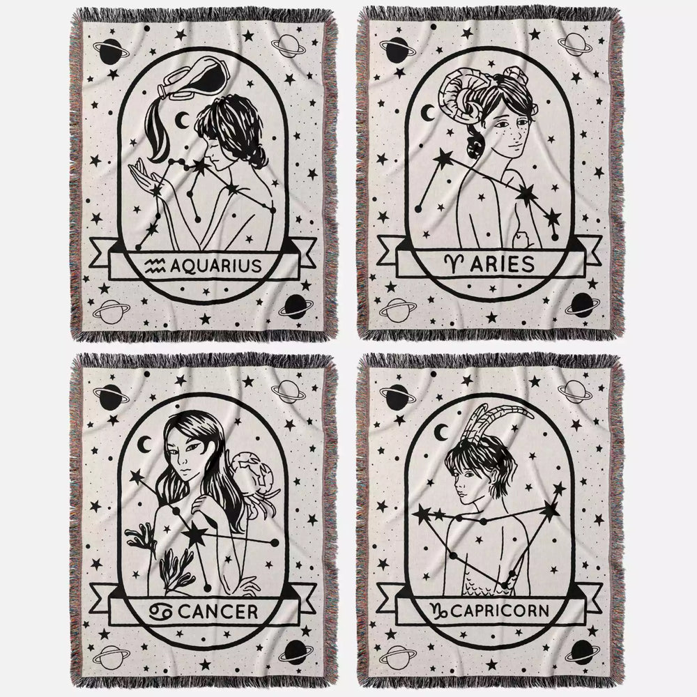 Zodiac Sign Blanket - Astrology Woven Throw Tapestry Blanket Collection - DesignerOllie.com