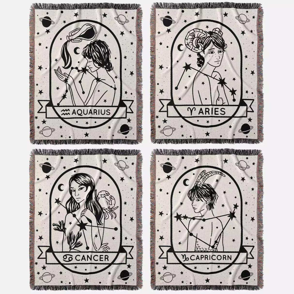 Zodiac Sign Blanket - Astrology Woven Throw Tapestry Blanket Collection - DesignerOllie.com