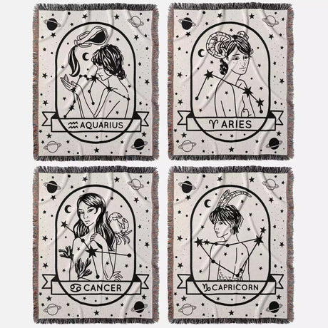 Zodiac Sign Blanket - Astrology Woven Throw Tapestry Blanket Collection - DesignerOllie.com