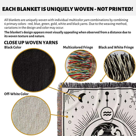Aquarius Zodiac Blanket, Unique Birthday Gift Idea for Women and Men - DesignerOllie.com
