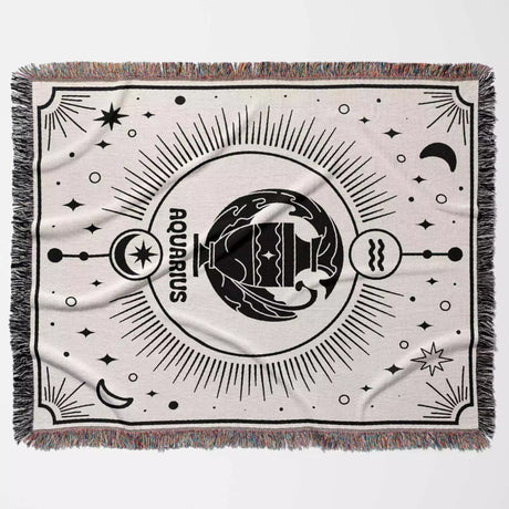 Aquarius Zodiac Blanket, Unique Birthday Gift Idea for Women and Men - DesignerOllie.com