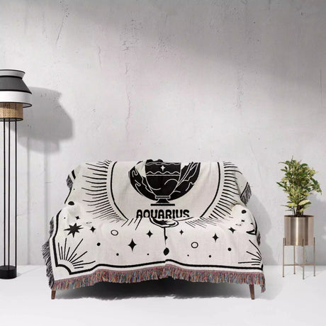 Aquarius Zodiac Blanket, Unique Birthday Gift Idea for Women and Men - DesignerOllie.com