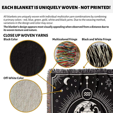 Aquarius Zodiac Blanket, Unique Birthday Present for Wife and Husband - DesignerOllie.com
