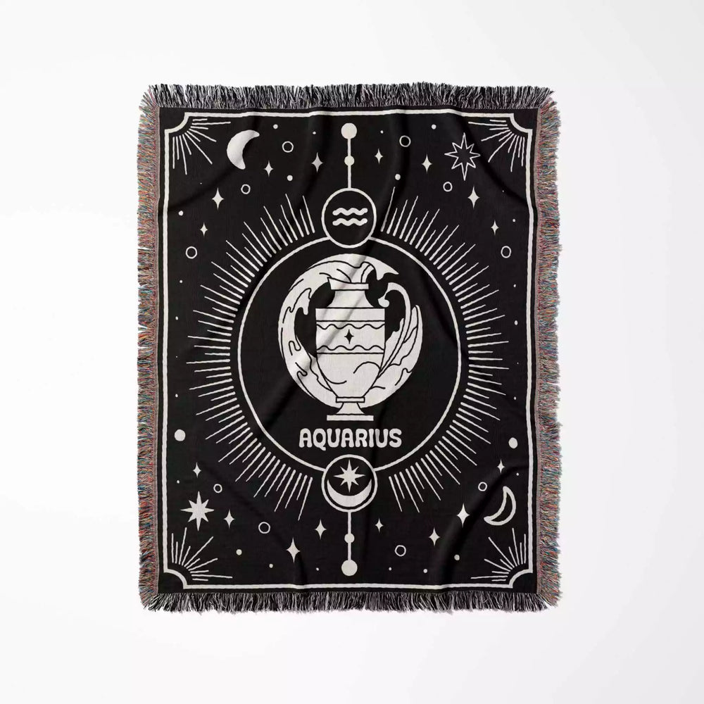 Aquarius Zodiac Blanket, Unique Birthday Present for Wife and Husband - DesignerOllie.com