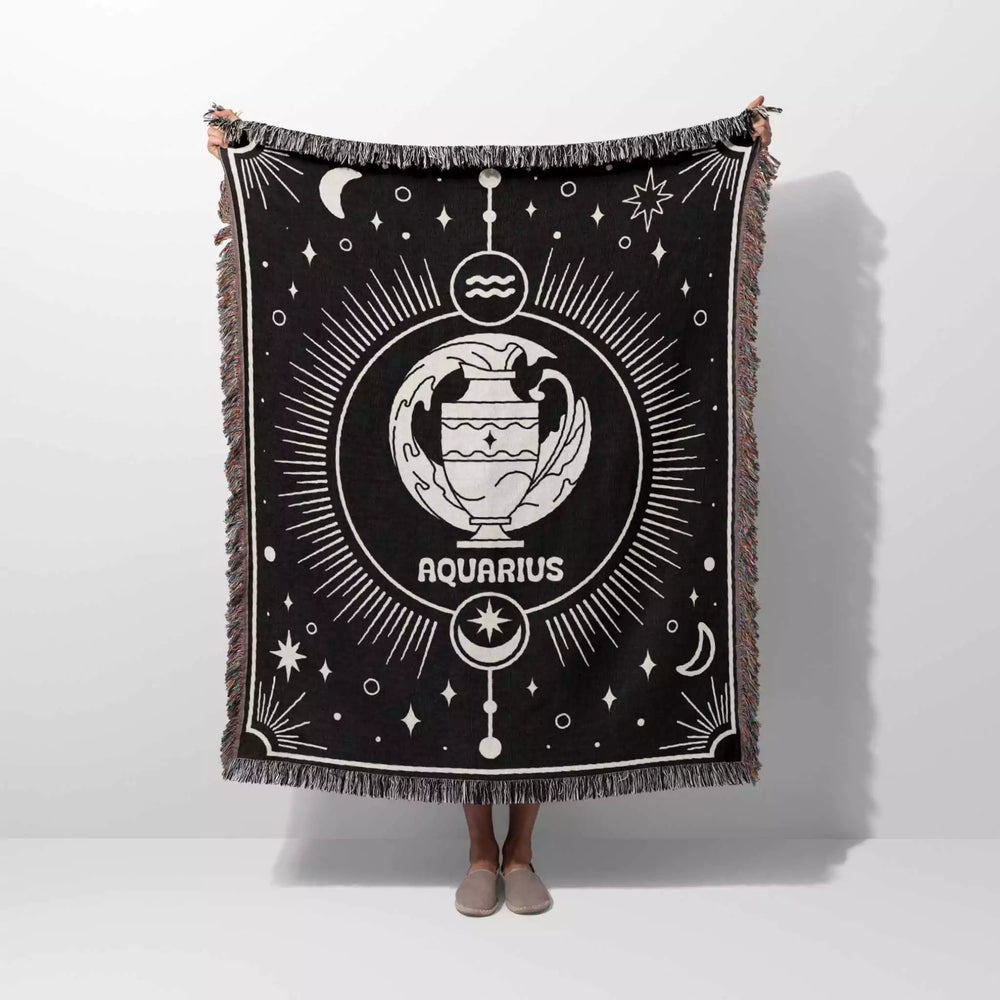 Aquarius Zodiac Blanket, Unique Birthday Present for Wife and Husband - DesignerOllie.com