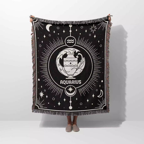 Aquarius Zodiac Blanket, Unique Birthday Present for Wife and Husband - DesignerOllie.com