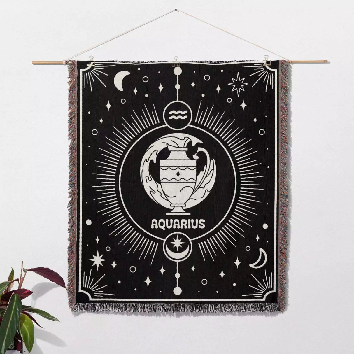 Aquarius Zodiac Blanket, Unique Birthday Present for Wife and Husband - DesignerOllie.com