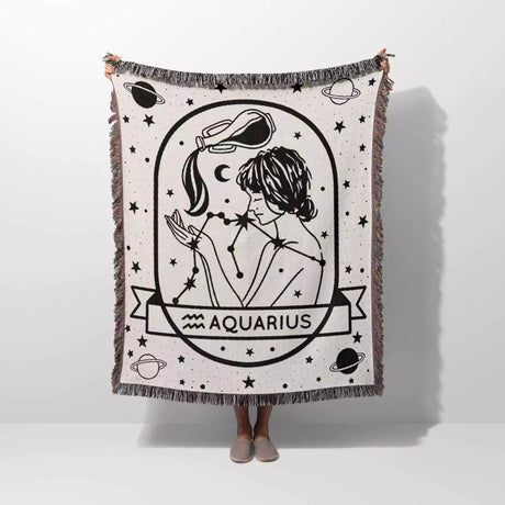 Zodiac Sign Blanket - Astrology Woven Throw Tapestry Blanket Collection - DesignerOllie.com