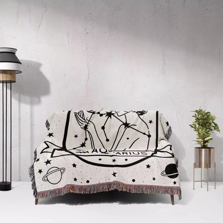 Zodiac Sign Blanket - Astrology Woven Throw Tapestry Blanket Collection - DesignerOllie.com