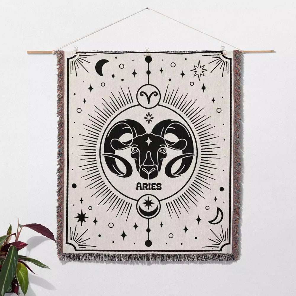 Aries Zodiac Blanket, Unique Birthday Gift Idea for Women and Men - DesignerOllie.com