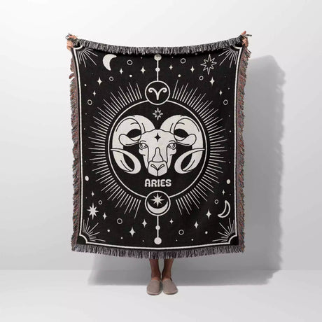 Aries Zodiac Blanket, Unique Birthday Present for Wife and Husband - DesignerOllie.com