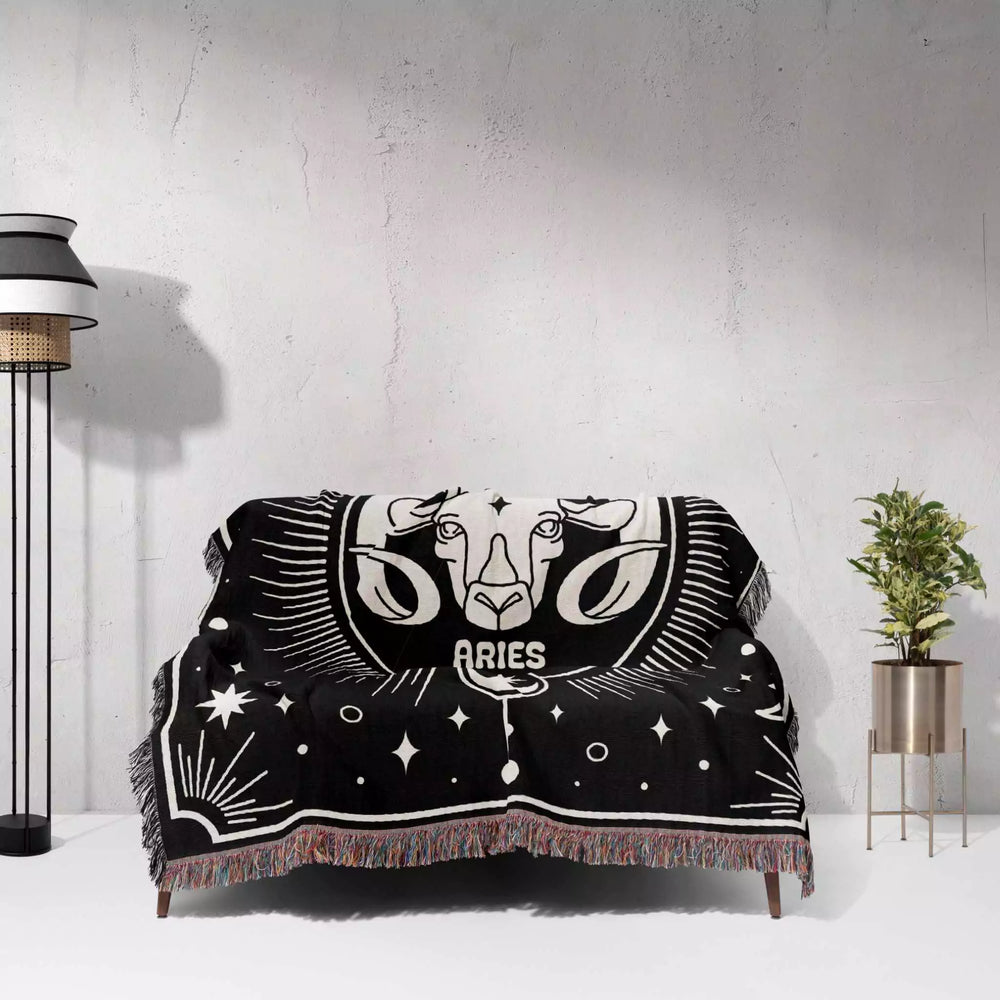 Aries Zodiac Blanket, Unique Birthday Present for Wife and Husband - DesignerOllie.com