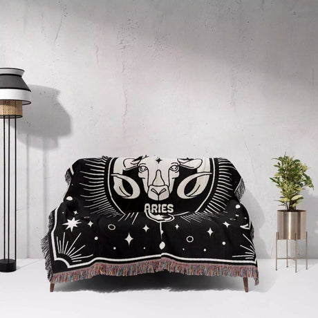 Aries Zodiac Blanket, Unique Birthday Present for Wife and Husband - DesignerOllie.com