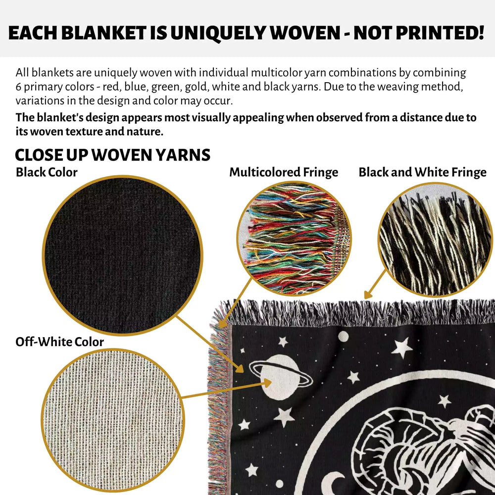 Aries Zodiac Sign Astrology Woman Woven Throw Blanket Tapestry - DesignerOllie.com