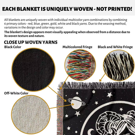 Aries Zodiac Sign Astrology Woman Woven Throw Blanket Tapestry - DesignerOllie.com