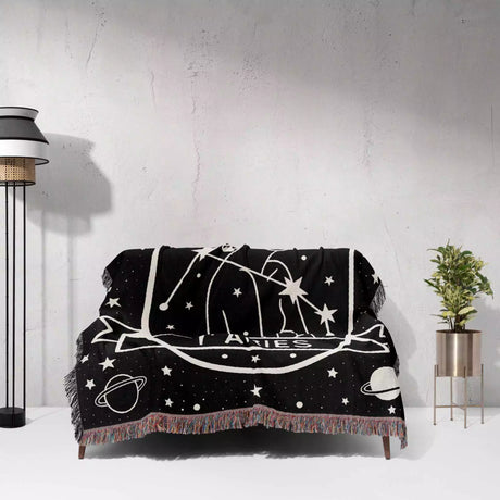 Aries Zodiac Sign Astrology Woman Woven Throw Blanket Tapestry - DesignerOllie.com