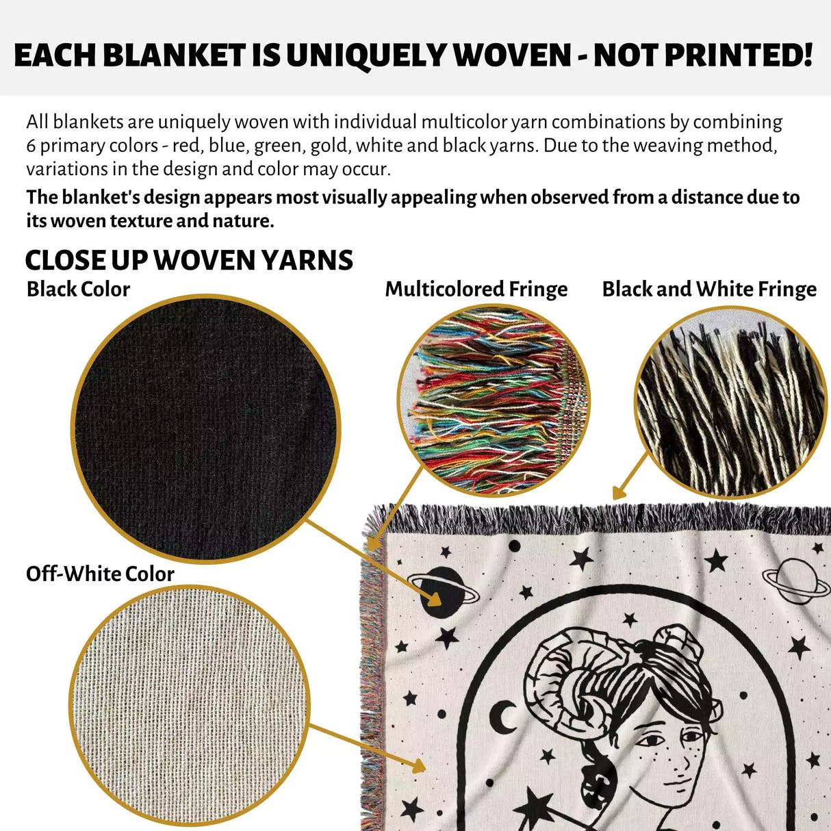 Aries Zodiac Sign Astrology Woman Woven Throw Blanket and Tapestry Blanket - DesignerOllie.com