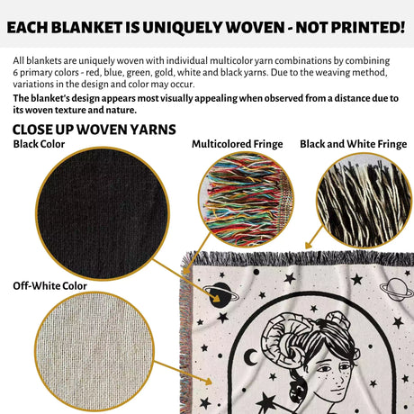 Aries Zodiac Sign Astrology Woman Woven Throw Blanket and Tapestry Blanket - DesignerOllie.com