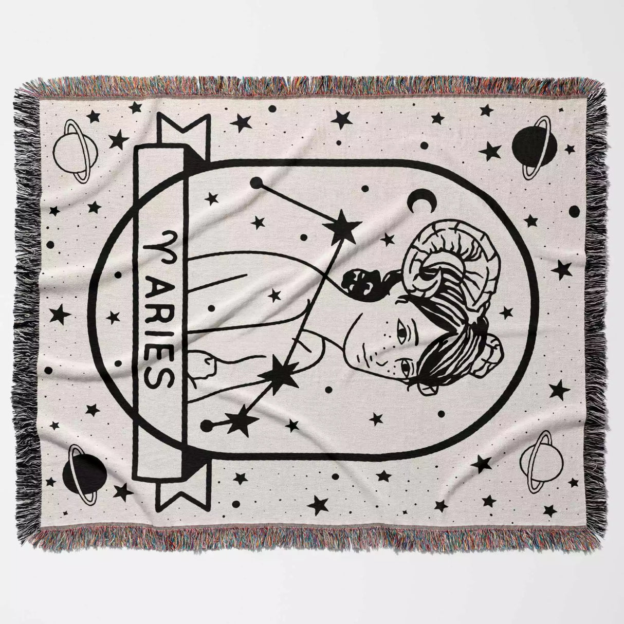 Aries Zodiac Sign Astrology Woman Woven Throw Blanket and Tapestry Blanket - DesignerOllie.com