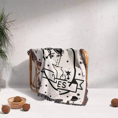 Aries Zodiac Sign Astrology Woman Woven Throw Blanket and Tapestry Blanket - DesignerOllie.com