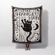 Black Cat Tarot Card The Hanged Man Black and White Woven Throw Blanket and Tapestry - DesignerOllie.com