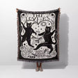 Black Cat Tarot Card The Lovers Black and White Woven Throw Blanket and Tapestry - DesignerOllie.com