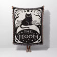 Black Cat Tarot Card The Moon Monochrome Woven Throw Blanket and Tapestry - DesignerOllie.com