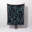 Black and Blue Coral Matisse Woven Throw Blanket - DesignerOllie.com