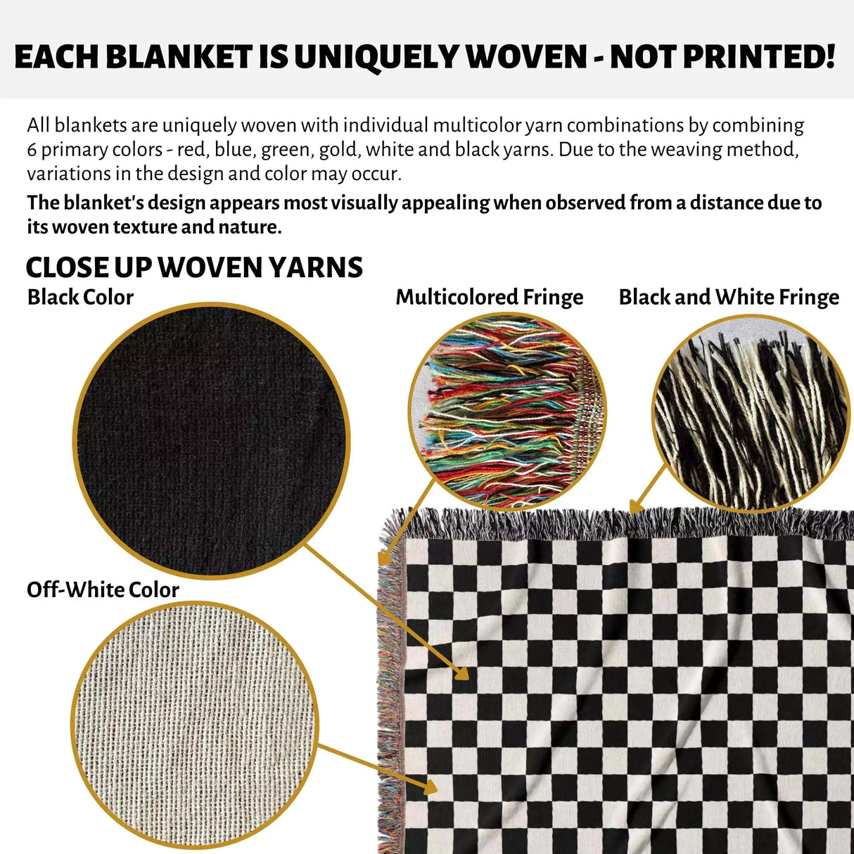 Black and White Checker Woven Throw Blanket - DesignerOllie.com