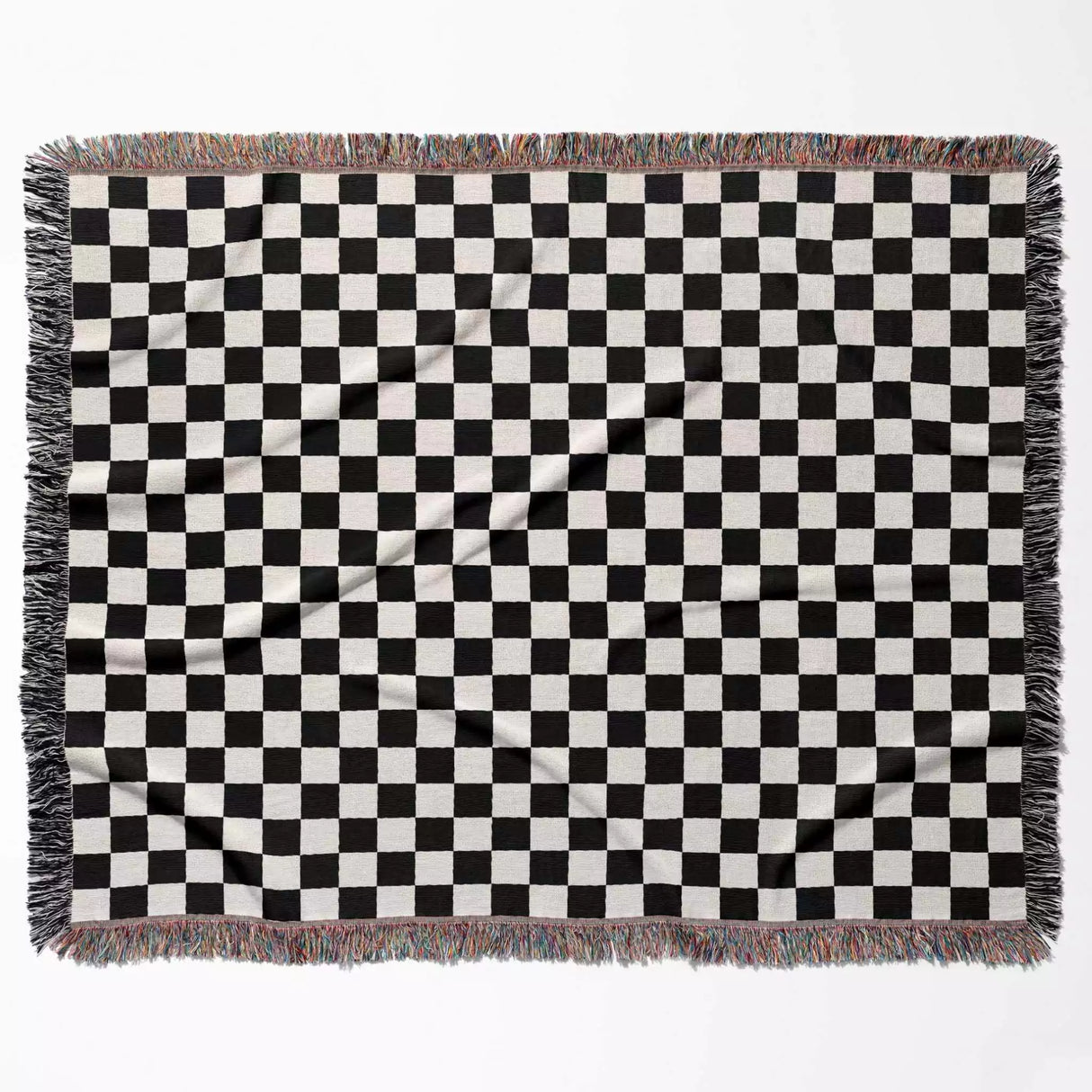 Black and White Checker Woven Throw Blanket - DesignerOllie.com