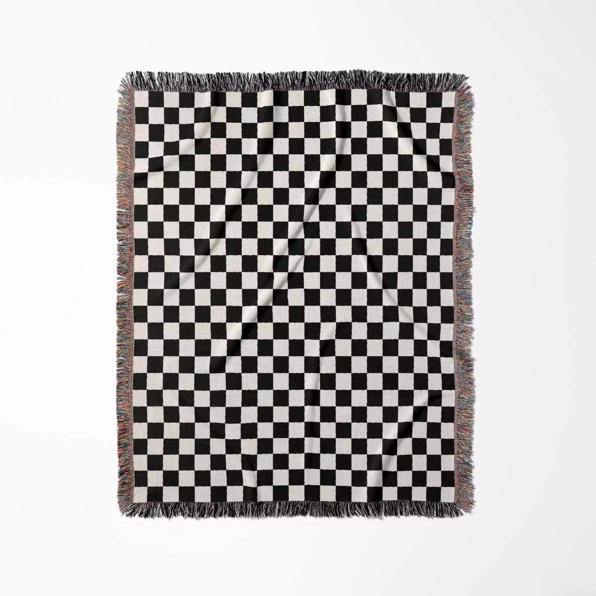 Black and White Checker Woven Throw Blanket - DesignerOllie.com