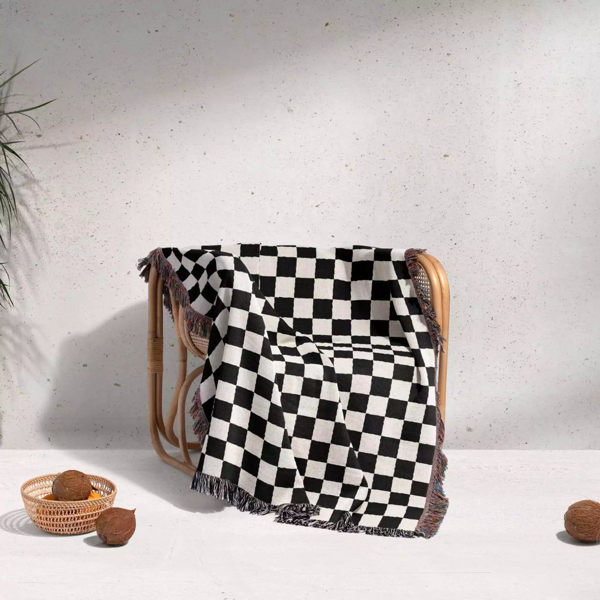 Black and White Checker Woven Throw Blanket - DesignerOllie.com