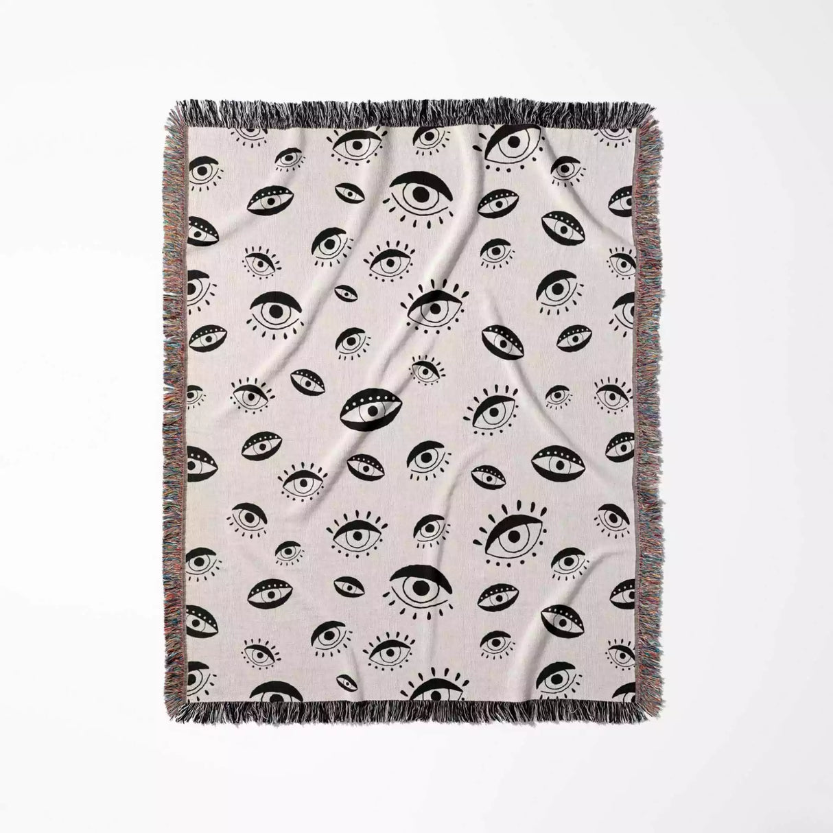 Black and White Evil Eye Eclectic Woven Throw Blanket - DesignerOllie.com