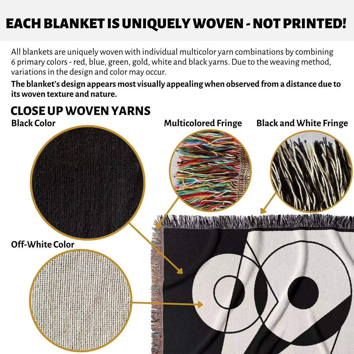 Black and White Geometric Art Woven Throw Blanket - DesignerOllie.com