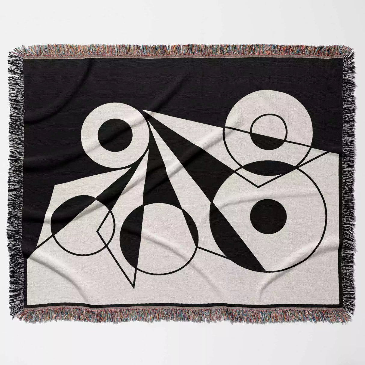 Black and White Geometric Art Woven Throw Blanket - DesignerOllie.com