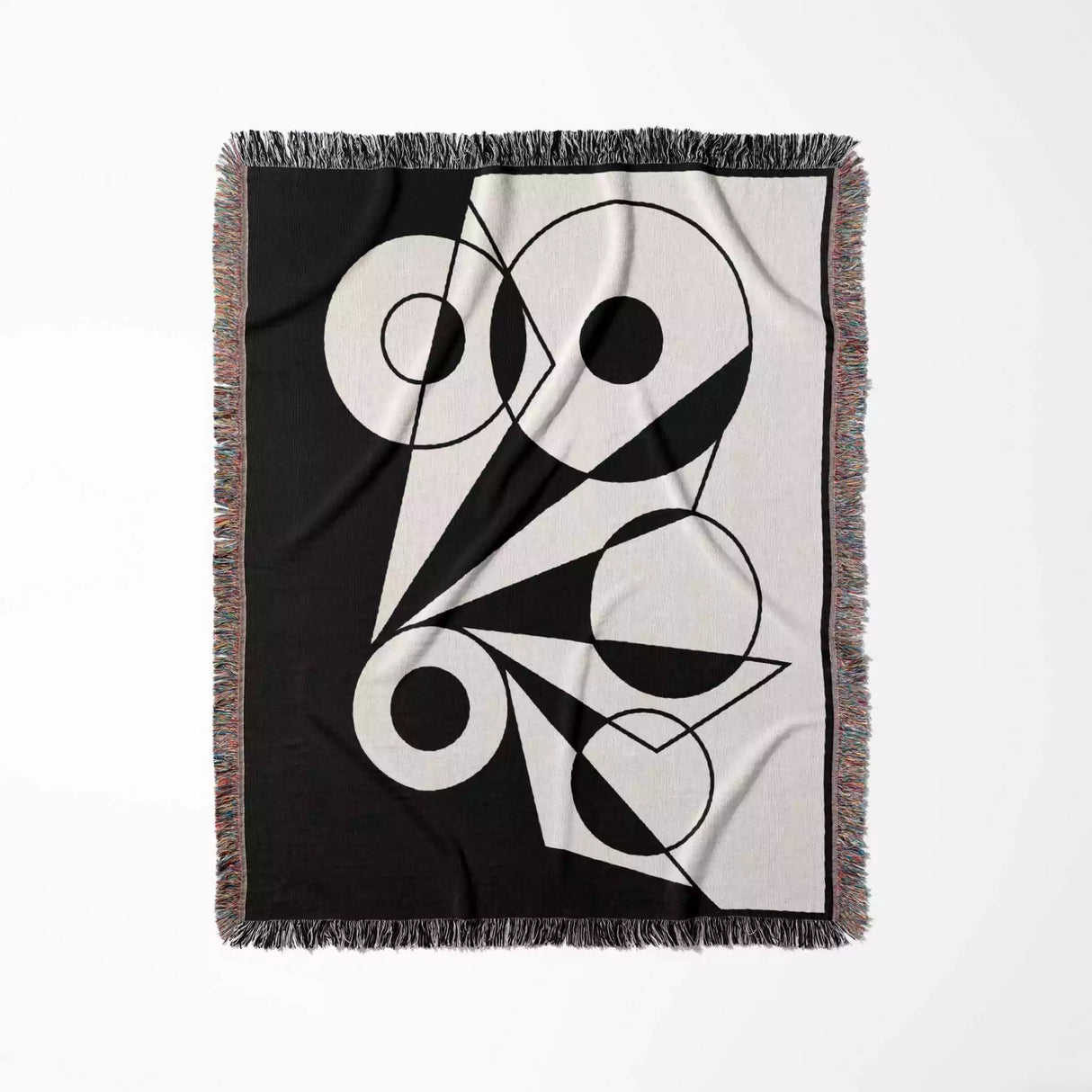 Black and White Geometric Art Woven Throw Blanket - DesignerOllie.com