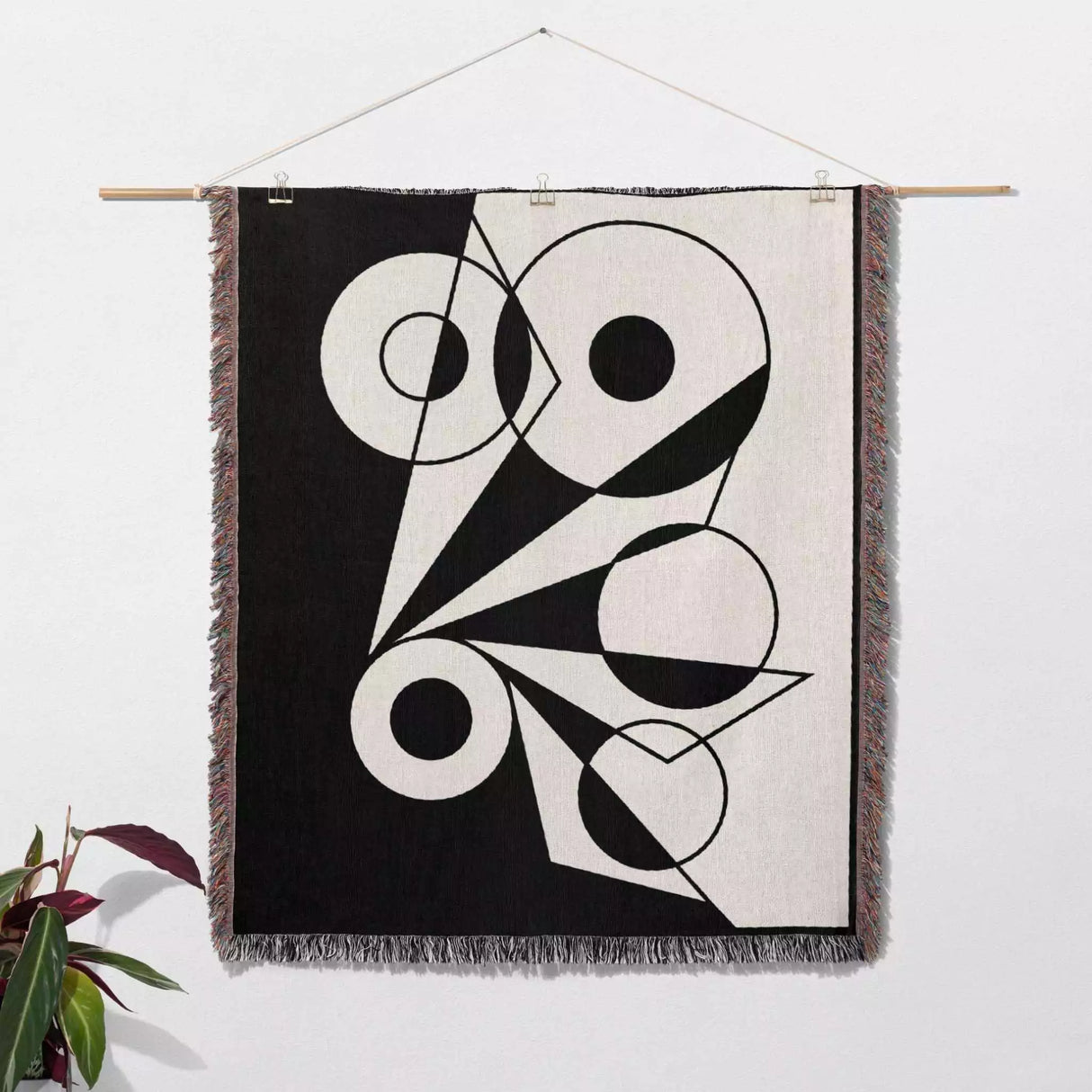 Black and White Geometric Art Woven Throw Blanket - DesignerOllie.com