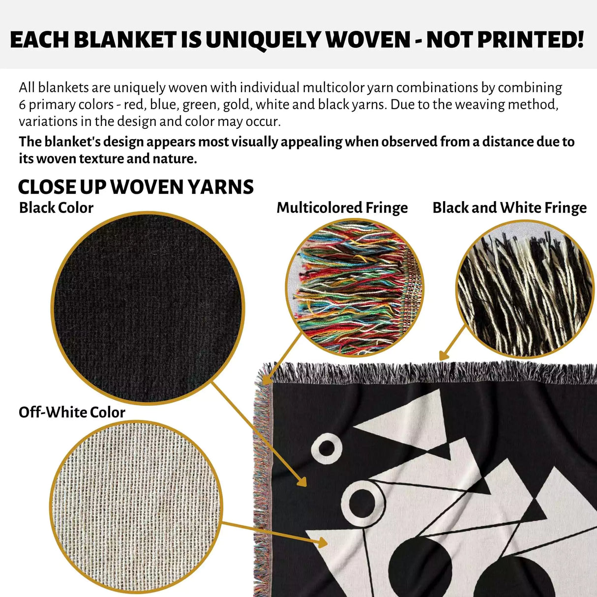 Black and White Geometric Design Woven Throw Blanket - DesignerOllie.com
