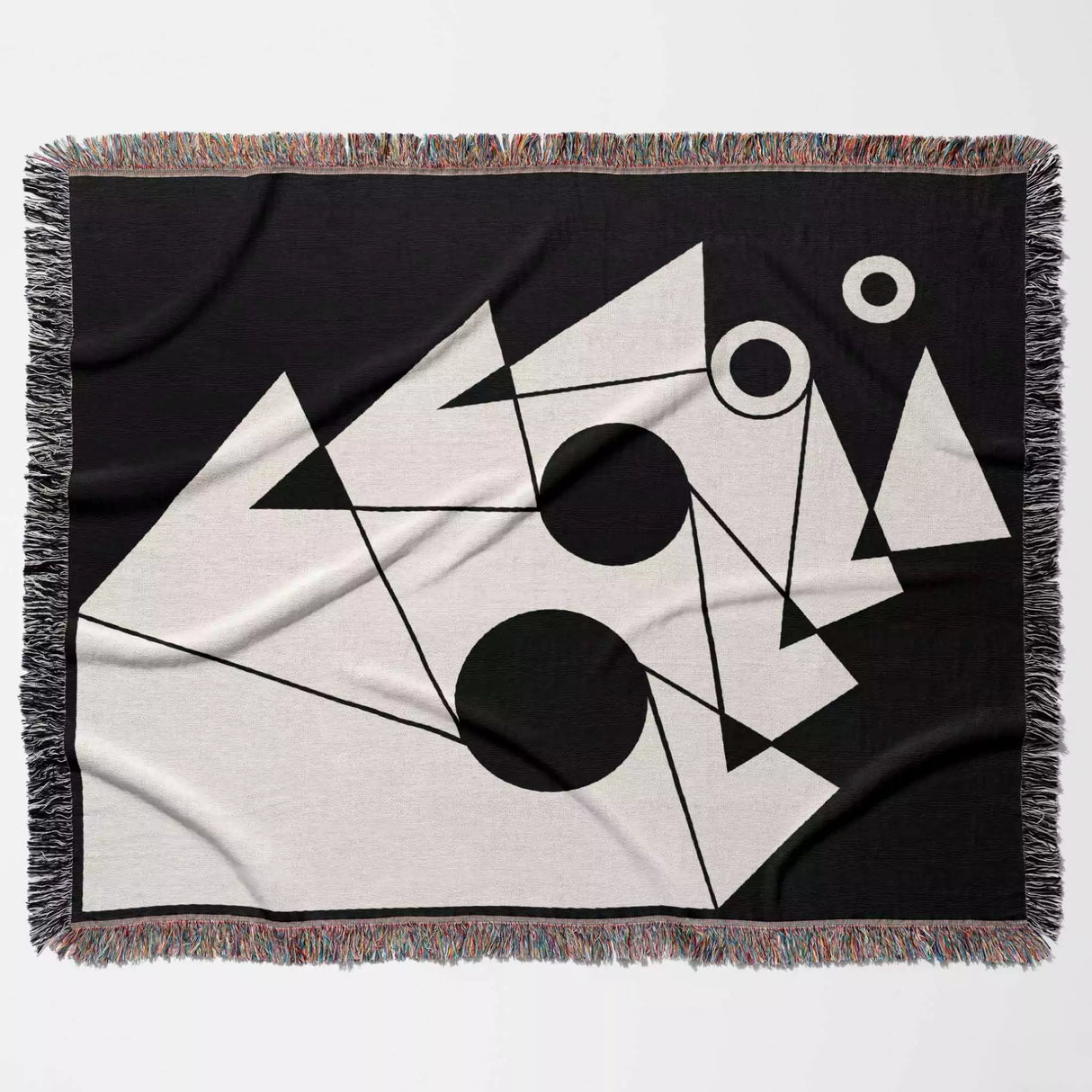 Black and White Geometric Design Woven Throw Blanket - DesignerOllie.com