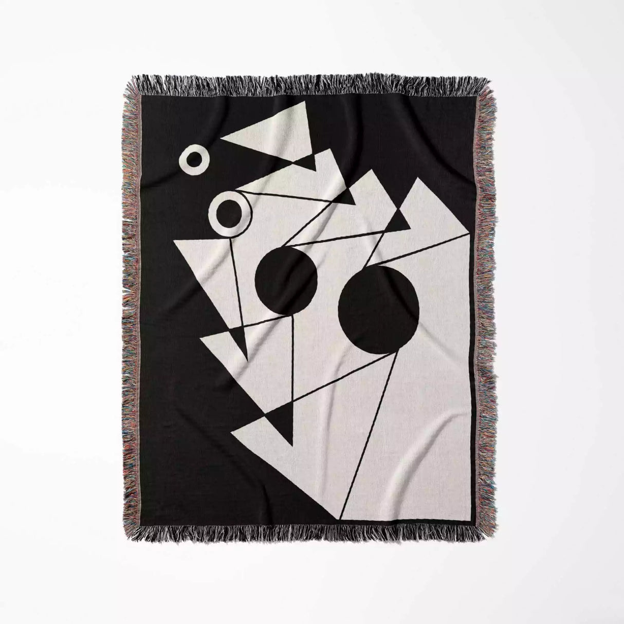 Black and White Geometric Design Woven Throw Blanket - DesignerOllie.com